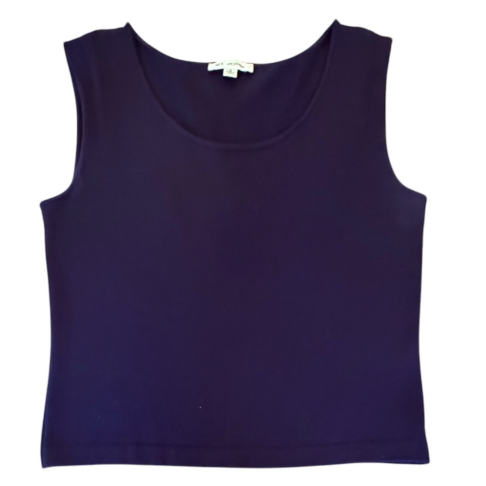 St John Navy Blue Sleeveless Scoop neck Sweater Top Size Medium MSRP $325